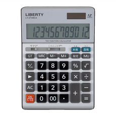 LIBERTY 利百代 12位雙電源稅率計算機, 灰色, 1個