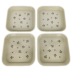 SHIMOYAMA 北歐印花風方形餐碟點心盤, 4個, 4件組(15.3 x 15.3 x 2.3cm), 米黃色