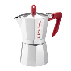 PEDRINI Kaffettiera 義式摩卡壺 6杯 紅色/銀色 - 輕鬆享受義式咖啡, 1個