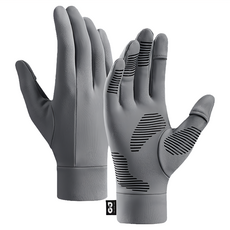 GOLOV.EJOy 翻指滑雪內襯手套 輕便機車手套 觸控保暖防滑, 灰色, M, 1雙