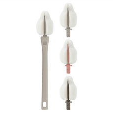 MOTHER-K 極簡奶嘴海綿刷替換組 1把手+4個替換頭, 亞麻棕, 1組