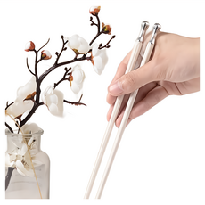 理享家 白銀合金筷 簡約設計 易於抓握 耐熱耐用, 白銀, 筷子, 1組