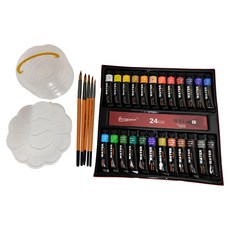 giorgione 創意無限專業級鋁管水彩顏料繪畫大全套組，24色，12ML，含5支水彩筆、調色盤、摺疊筆洗