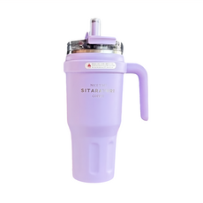 Sitarayuri 304不鏽鋼手提吸管杯, 紫色, 1個, 1.1L