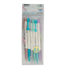 TEMPO 節奏牌 極細自動中油筆 0.4mm 6支裝, 1組, 混合顏色