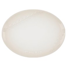 LE CREUSET 蕾絲花恬系列瓷器 橢圓盤 27cm, 1個, 蛋白霜