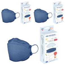 PERFECT 普惠醫工 韓版KF94魚型4D立體幼幼醫用口罩, 丹寧藍, 10片, 3盒