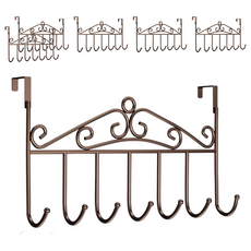 鐵藝門後掛鉤, 精細焊接, 圓珠掛勾, 黑色/古銅色, 咖啡色, 6個