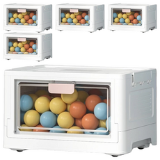 雙開門摺疊收納箱 耐重30kg PP材質, 粉色, 大號 38 x 27.5 x 23cm, 5個