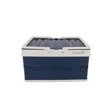 英國熊 折疊手提收納箱 輕巧 攜帶方便 可掀式上蓋 雙耳提把, 深藍色, 1個