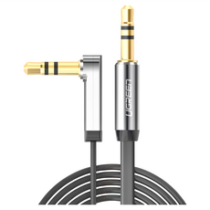 UGREEN 綠聯 3.5mm 音源傳輸線 FLAT版 3m, AV119, 灰色 + 銀色, 1條