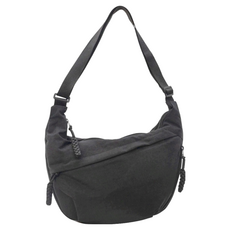 防潑水尼龍斜背餃子包 尼龍材質, 34 x 22 x 9cm, 黑色