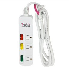 Tyson 太順電業 防雷擊延長線插座 TS-333AS 高耐熱防火機身 4N級高純度無氧銅導體, 1.8m, 白色, 1個