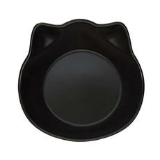 毛皇上 酷黑高腳陶瓷碗, 貓耳, 1個