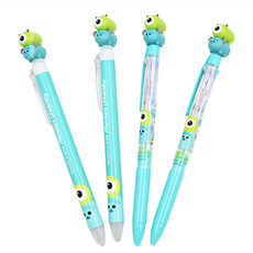 hM PLUS Disney 迪士尼 造型原子筆套組 怪獸電力公司, 大眼仔&毛怪款 藍色 + 綠色, 4支