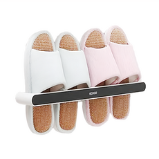 ecoco 美得像專櫃 拖鞋架 長款 46cm 壁掛式 浴室拖鞋收納架 免打孔 台灣現貨, 黑色, 1個