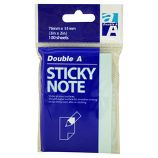 Double A 便利貼 76mm x 51mm 每本100張, 粉藍色, 100張, 1包