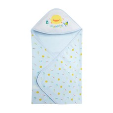 PiYOPiYO 黃色小鴨 健康布夏季包巾，薄棉材質 連帽設計 柔軟透氣, 顏色隨機