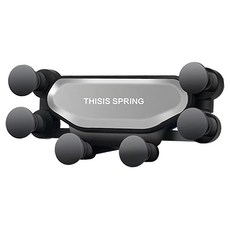 車用一字型重力冷氣出風口手機架 360°萬向7點式 適用各廠牌手機大小 預留充電孔位, 銀色, 1個