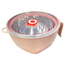 BUBUCook 握把式隔熱保鮮碗 1100ml 4個, 粉色, 1組