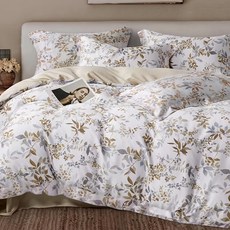 貝淇小舖 60支100%天絲特大鋪棉四件組, 床包 + 兩用被套 + 枕套, 180 x 210 cm, 葉語咖