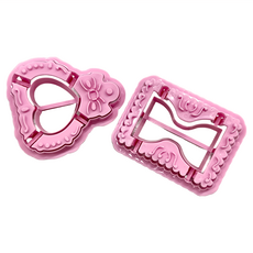 KAI 貝印 COOKPAD 寶石餅乾壓模 203943, 沙漏/愛心 粉色, 1組