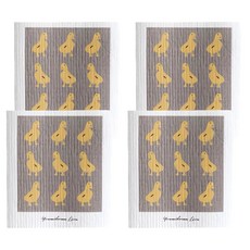 環保抹布 加厚木漿棉抹布 黃色小鴨, 4條