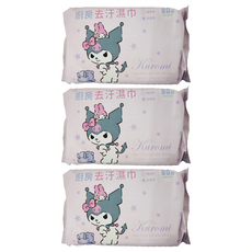 KUROMI 酷洛米 廚房去汙濕紙巾 玩偶酷洛米 200 x 150mm 80張, 1入, 3包