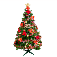 摩達客 耶誕豪華版裝飾綠聖誕樹 + 飾品組, 台灣製4尺豪華版綠色聖誕樹 (高約120cm) + 配件 (共計80件配件), 120cm