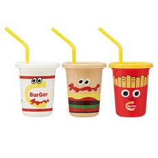 Skater 可疊放吸管杯3件組, 漢堡薯條, 230ml, 1組