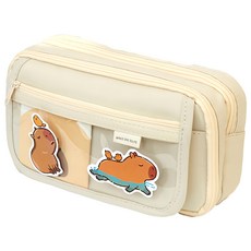 超人氣卡比巴拉9層大容量筆袋 附吊飾 + 配件 款式隨機 CN0380-M, 米色, 1個