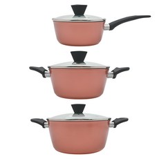 LocknLock 樂扣樂扣 IH鍋具組, 玫瑰金, 單柄湯鍋18cm*1個+雙耳湯鍋20cm*1個+雙耳湯鍋24cm*1個, 1組