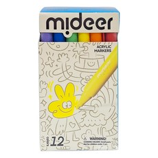 mideer 麥克筆 水性壓克力顏料 MD3388, 12色, 1盒