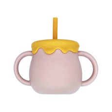 矽膠兩用維尼蜂蜜水杯 帶吸管, 1個, 黃蓋粉杯, 250ml