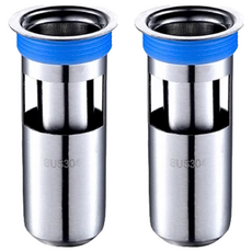 不銹鋼防臭地漏，附矽膠圈、過濾網, 直徑3.8~5.5 x 3 x 10.5cm, 2組