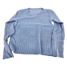 FM8A59 柔軟坑條針織上衣, F, 寶藍色