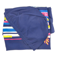 Summer love 夏之戀 大女連身四角泳衣 條紋印花, L, 藍色