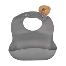 cink 矽膠立體圍兜，食品級矽膠材質，適用於6個月以上寶寶, 海灰色, 1件