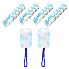 AHOYE 靜電除塵撢子手柄2支+布20個,輕鬆除塵,居家清潔好幫手, 1組, 白色