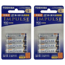 TOSHIBA 東芝 4號低自放電鎳氫充電電池 高容量 TNH-4AH 4P, 4顆, 2組