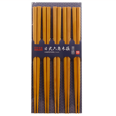 HIKARI 日光生活 日式六角木筷 黃楊木 W009, 5雙
