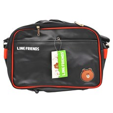LINE FRIENDS 造型皮質側背包, 黑紅