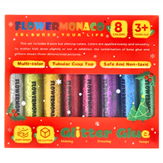 FLOWER MONACO 兒童玻璃膠畫筆 Set 8色 管狀尖端 安全無毒 3歲以上適用, 1組