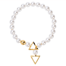 UPKO 濕漉漉的眼系列 貓用珍珠項圈 白色 人造珍珠 鋅合金 黃銅, 52cm, 1個