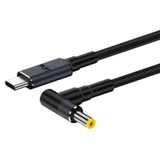 Kamera 佳美能 Type-C to DC PD誘騙線 140W 28V 5A 彎頭黃口 5525 通用, 1.8m, 1條