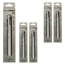 Pentel 飛龍文具 Calme 靜暮 3用輕油性筆 0.5mm, 降噪按壓設計, 白桿, 5支