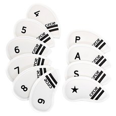 Circle Design 高爾夫鐵桿頭套 10件組 白色 1組 16 cm長 x 9 cm寬