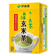 ITO EN 伊藤園 玄米茶 20包入，日本國產玄米抹茶，獨立茶包設計，方便沖泡, 1.9g, 20包, 1盒