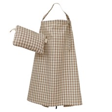 semoms 孕婦哺乳巾 外出可用 多款可選, 哺乳巾95 x 60cm + 收納包24 x 18cm, 淺棕色格紋