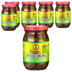 金蘭 剝皮辣椒, 特殊溫控脫皮技術, 清脆口感, 加水升級美味高湯, 450g, 6罐